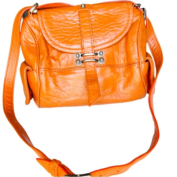 ANTHROPOLOGIE SHULER & SONS Crossbody Mini Duffle Bag in Tangerine - Picture 8 of 10